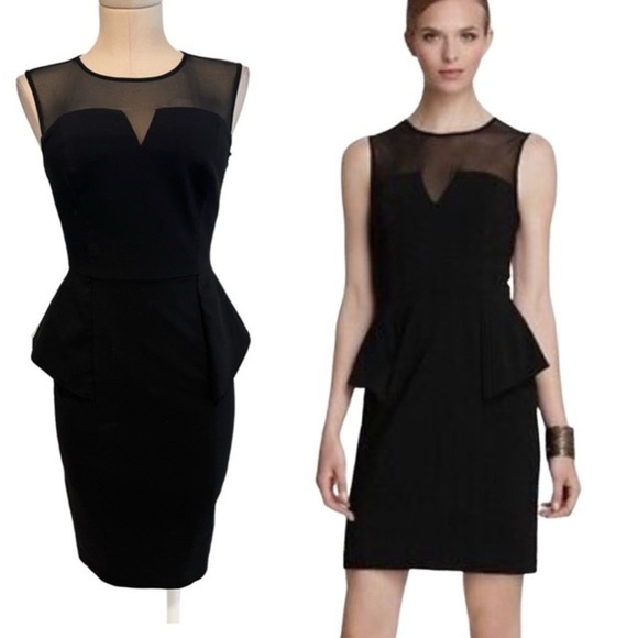 Aidan Mattox Black Sleeveless Peplum Mini Dress with Keyhole in the Back - Picture 1 of 15